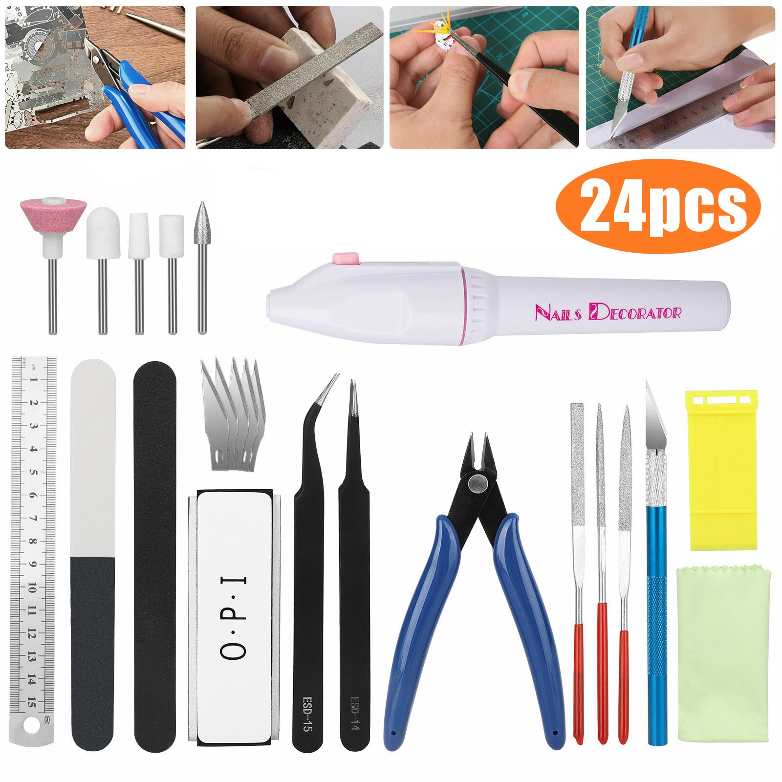 24pcs Basic Modeler Tool Set, Craft Car Model Assembling Building Kit for Gundam