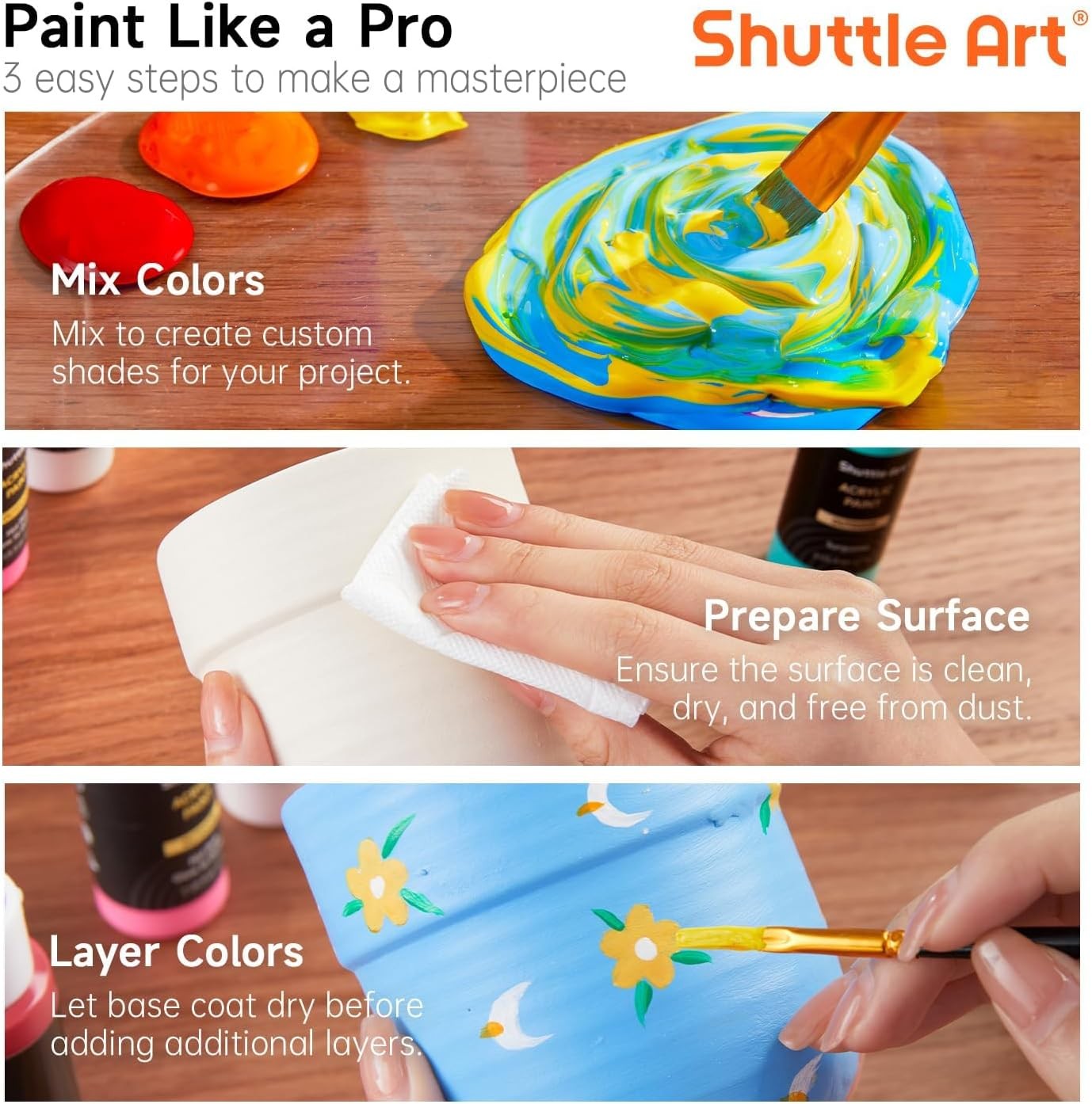 Outdoor Acrylic Paint Set, 36 Colors 2oz/60ml Waterproof Acrylic Paint with 10