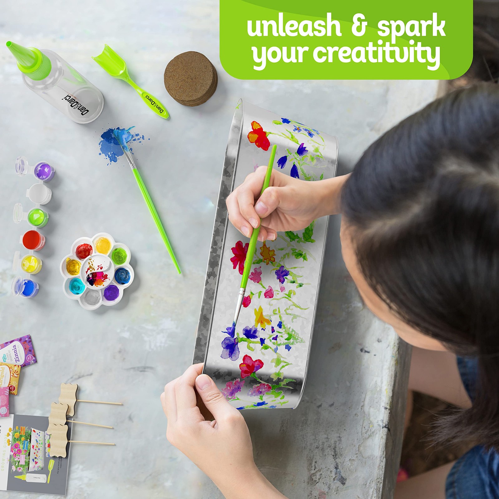 Paint & Plant Flower Growing Kit for Kids – 12 x 4.5 x 4 inches, Multi-color