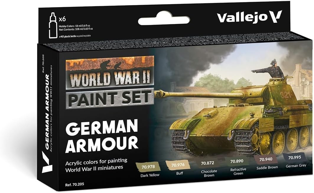 Professional WWII German Armor Acrylic Paint Set | 6 Bottles – 18ml Each