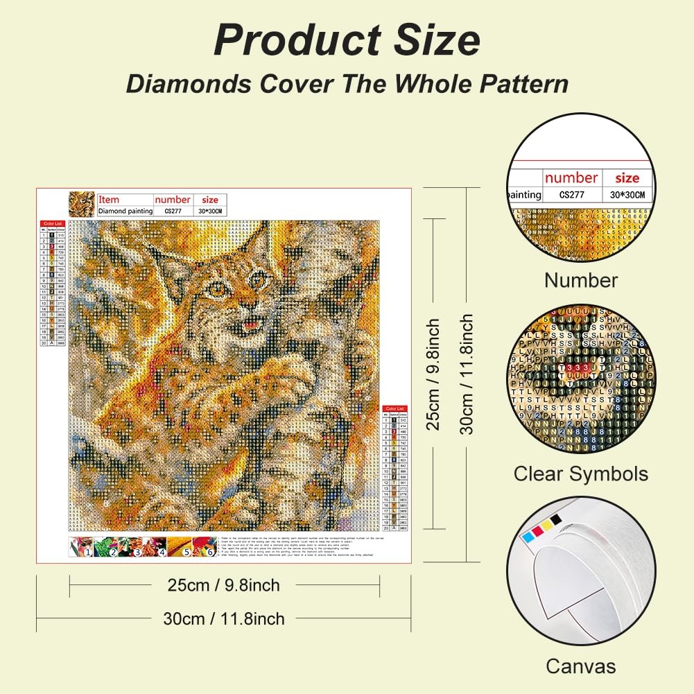 Lynx Diamond Painting Kit for Adults 12 x 12 Inch 5D DIY Art