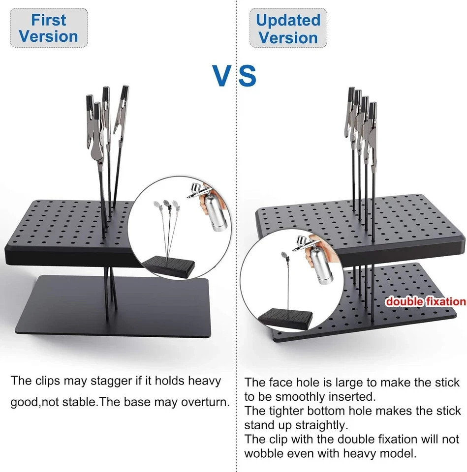 Model Painting Alligator Clip Sticks 20PCS with Stand Base 1PCS for Airbrush
