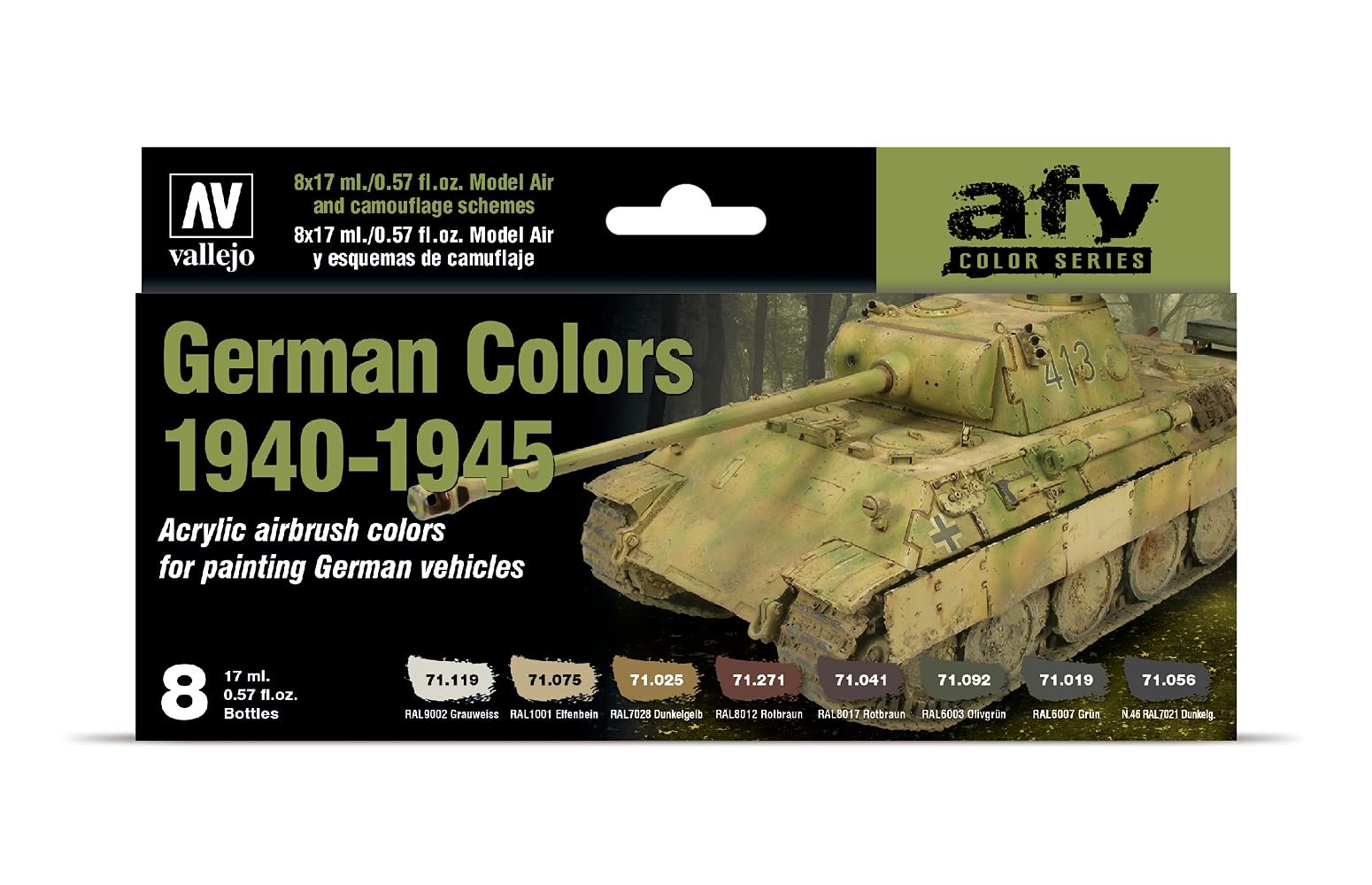 German Colors 1940-1945 Acrylic Paint Set Model Air AFV 8x17ml Bottles