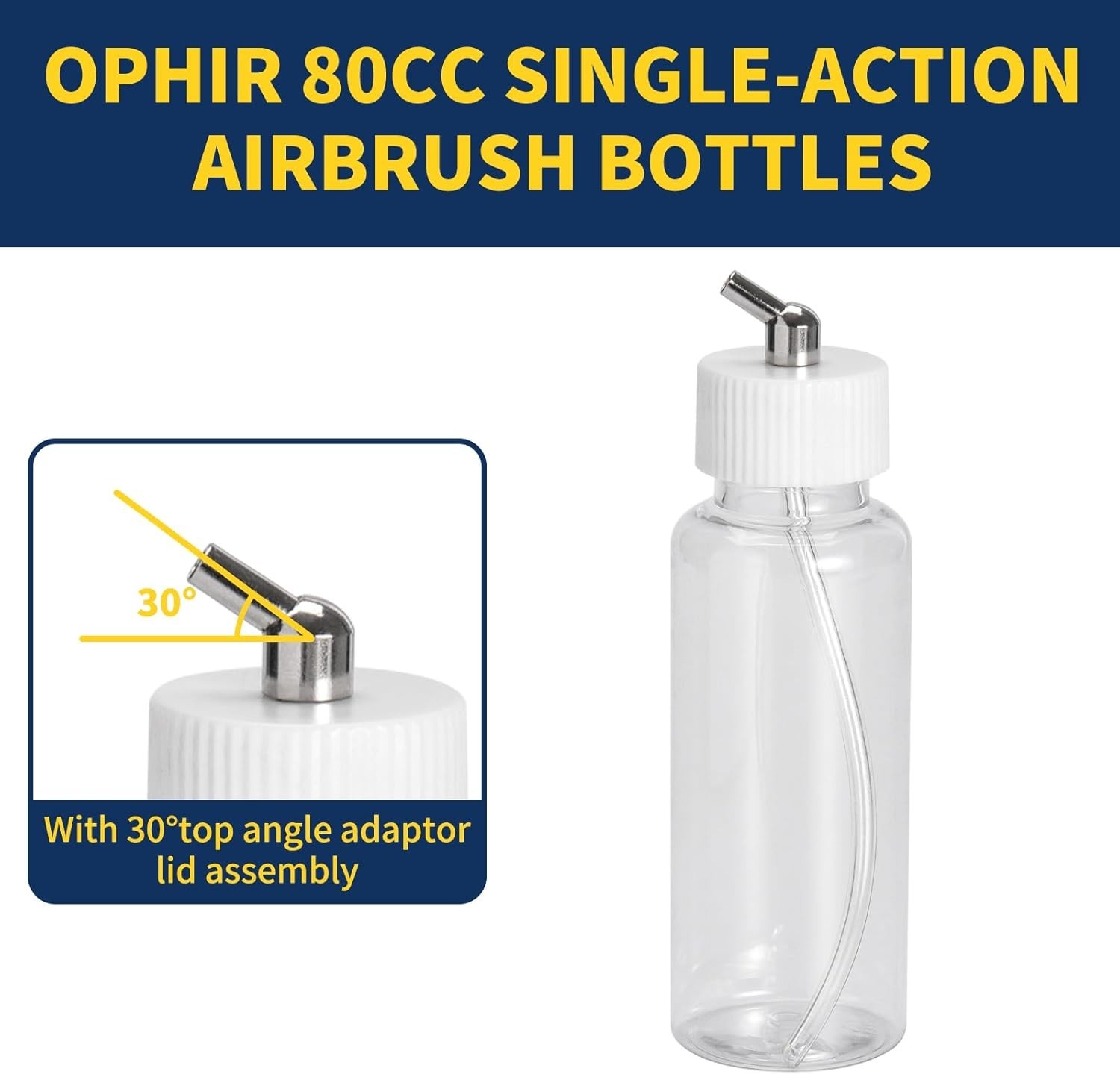 80CC Siphon Feed Airbrush Bottles, 10x Plastic Paint Bottles with Rubber Caps…