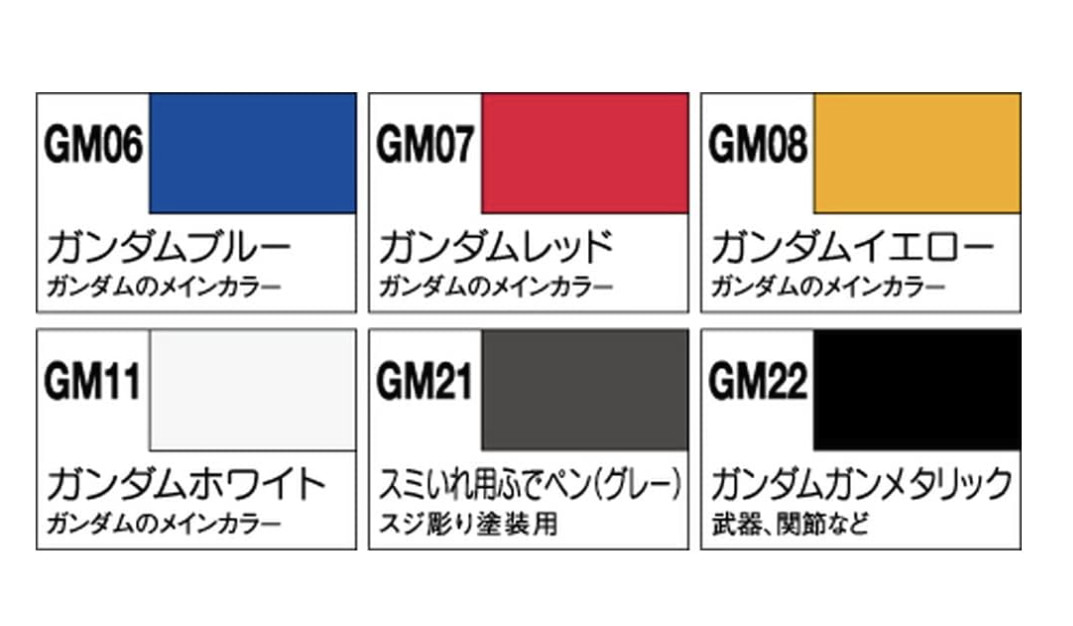 Mr. Hobby GMS105 Gundam Marker Set 6pcs Pen Basic Paint Color Model Tools Bandai