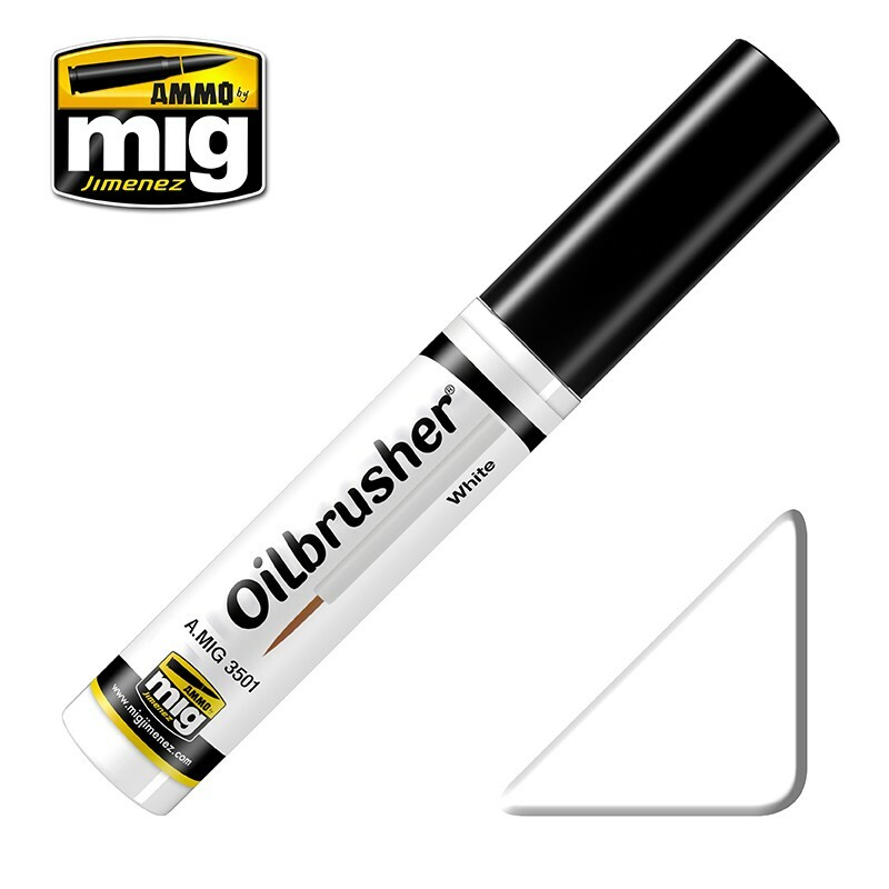 AMMO by Mig Jimenez Oilbrusher – White (Oil paint with fine brush applicator)