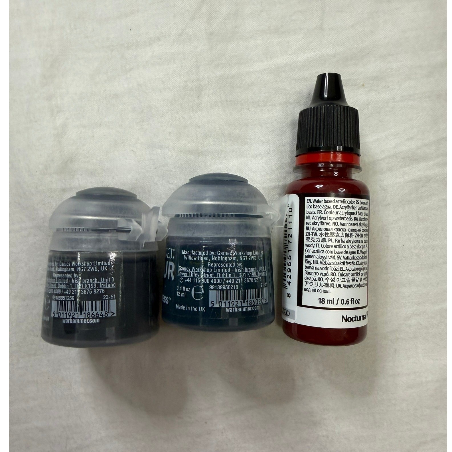 Citadel & Vallejo Acrylic Paint Set Eshin Grey Incubi Darkness Nocturnal Red
