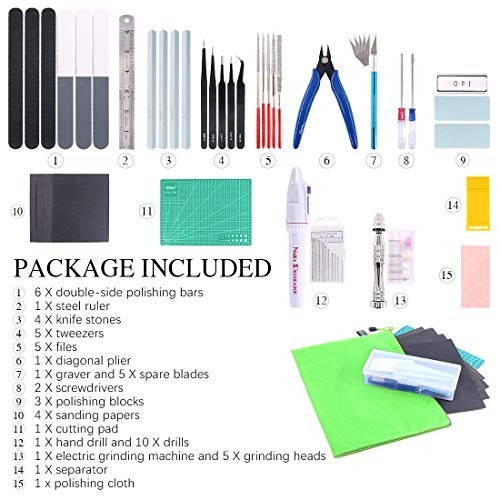 Hobby Tool Set 55 Piece Modeler Building Kit Grinding Machine Tweezers Files