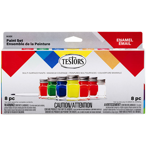 Testors Enamel Paint Sets, 8 pc Ultra Bright Fluorescent Colors- 9132X