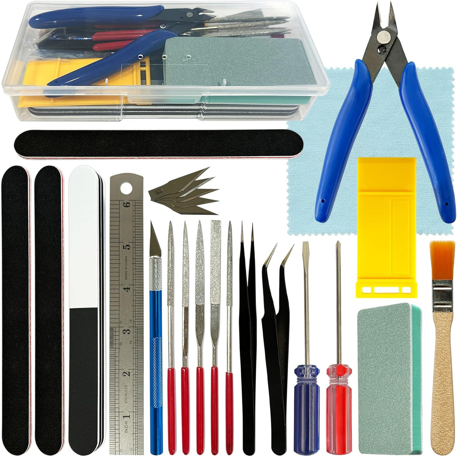 Modeler Basic Hobby Tools Kit with Plastic Case for Miniature Building and