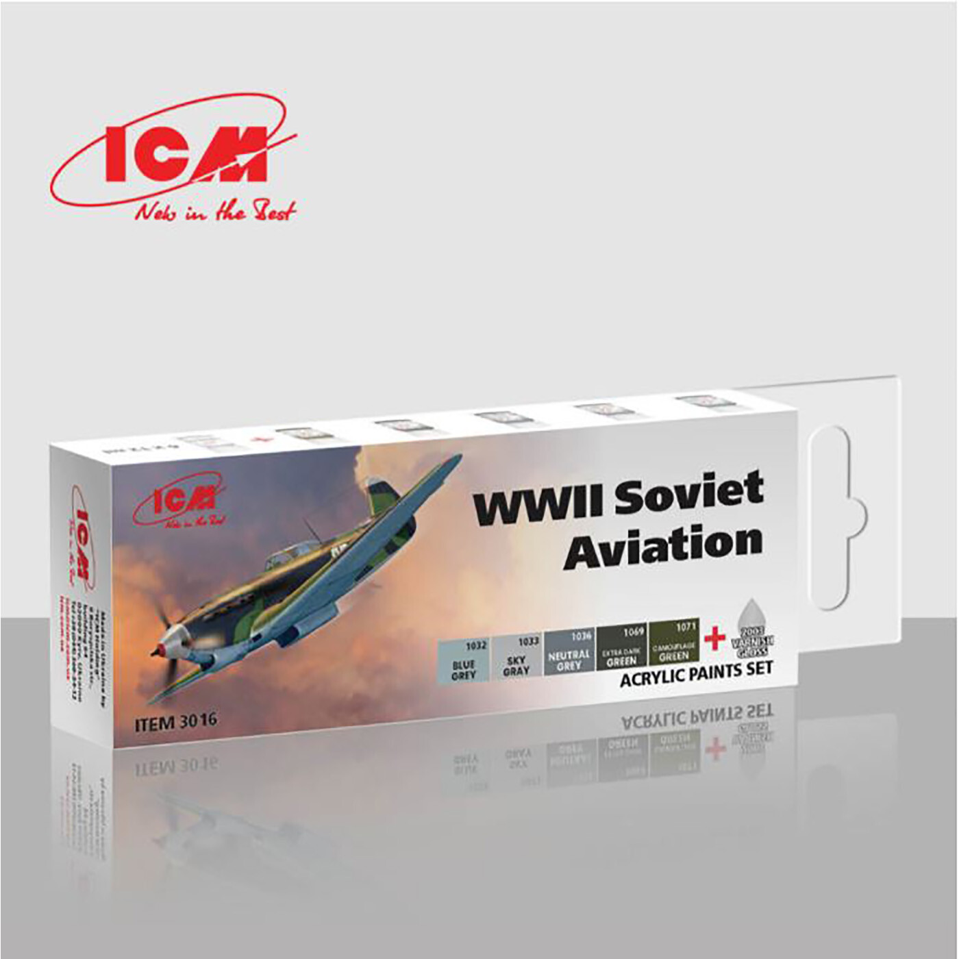 Acrylic paint set for the Soviet aviation WWII era (12 ml x 6) ICM 3016