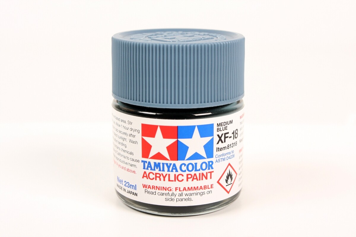 Tamiya 81318 XF-18 Medium Blue Acrylic Paint 23ml Large Bottle – US