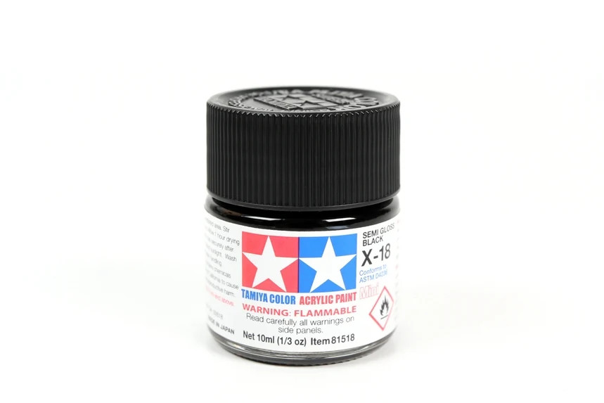 Tamiya Acrylic 10ml Mini 81518 X-18 Semi-Gloss Black