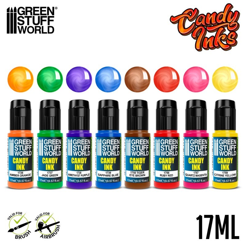 Green Stuff World: Candy Ink Set – x8 17ml Acrylic Transparent Gloss Ink Paints