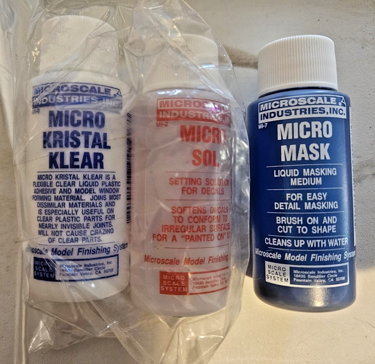 Microscale 3 Pack! 1oz ea. Micro Mask / Micro Kristal Klear / Micro Sol -4models