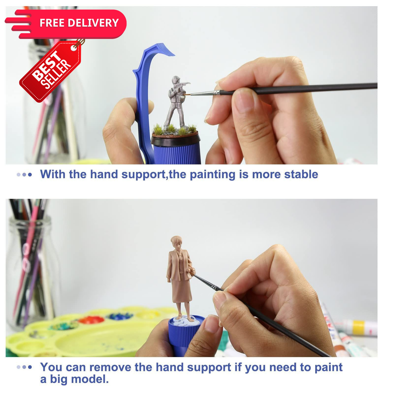 Evemodel WH01 Painting Handle for Wargame Miniautres with Model Small, Blue