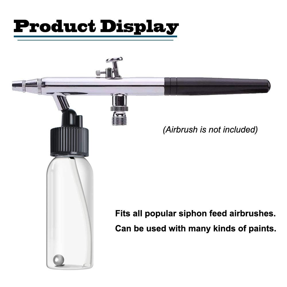 10pcs Airbrush Siphon Feed Jar, 1.07 Ounce(30CC) Plastic Airbrush Bottles Jar…