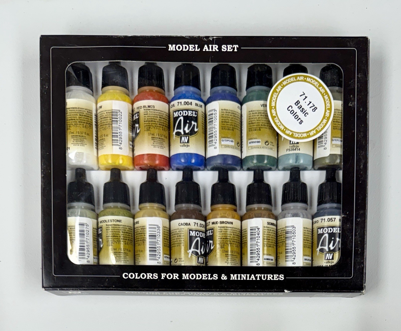 Vallejo Model Paint Set Basic 16 Colors Acrylic Airbrush Hobby 71178