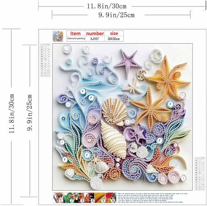 Shell Starfish Diamond Painting Kit Full Drill Wall Art Decoration Set