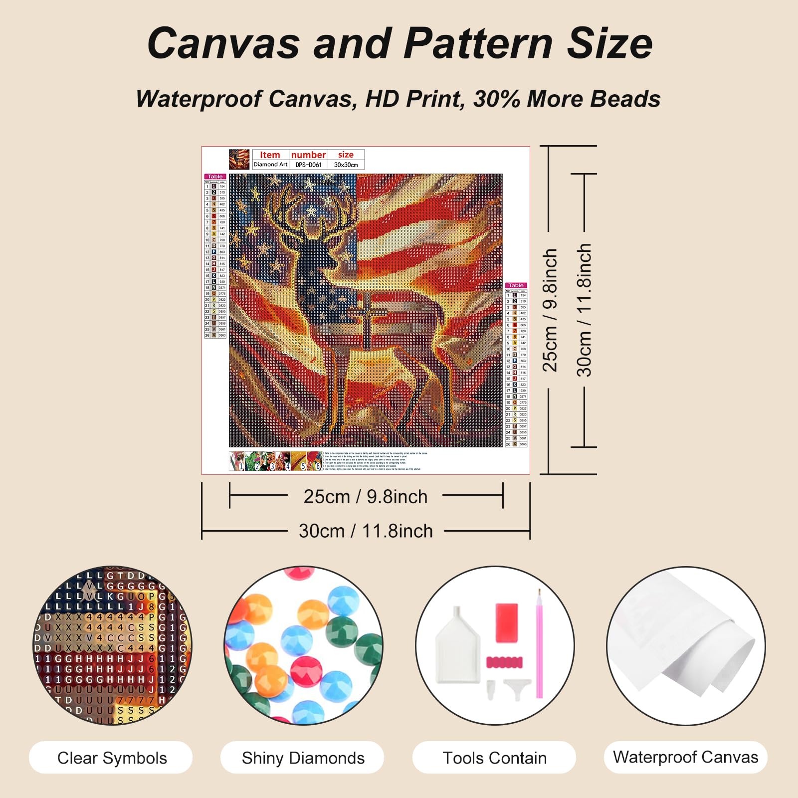 Deer Diamond Art, Diamond Painting Kit for Adults American Flag Gem Art Kit, 5D