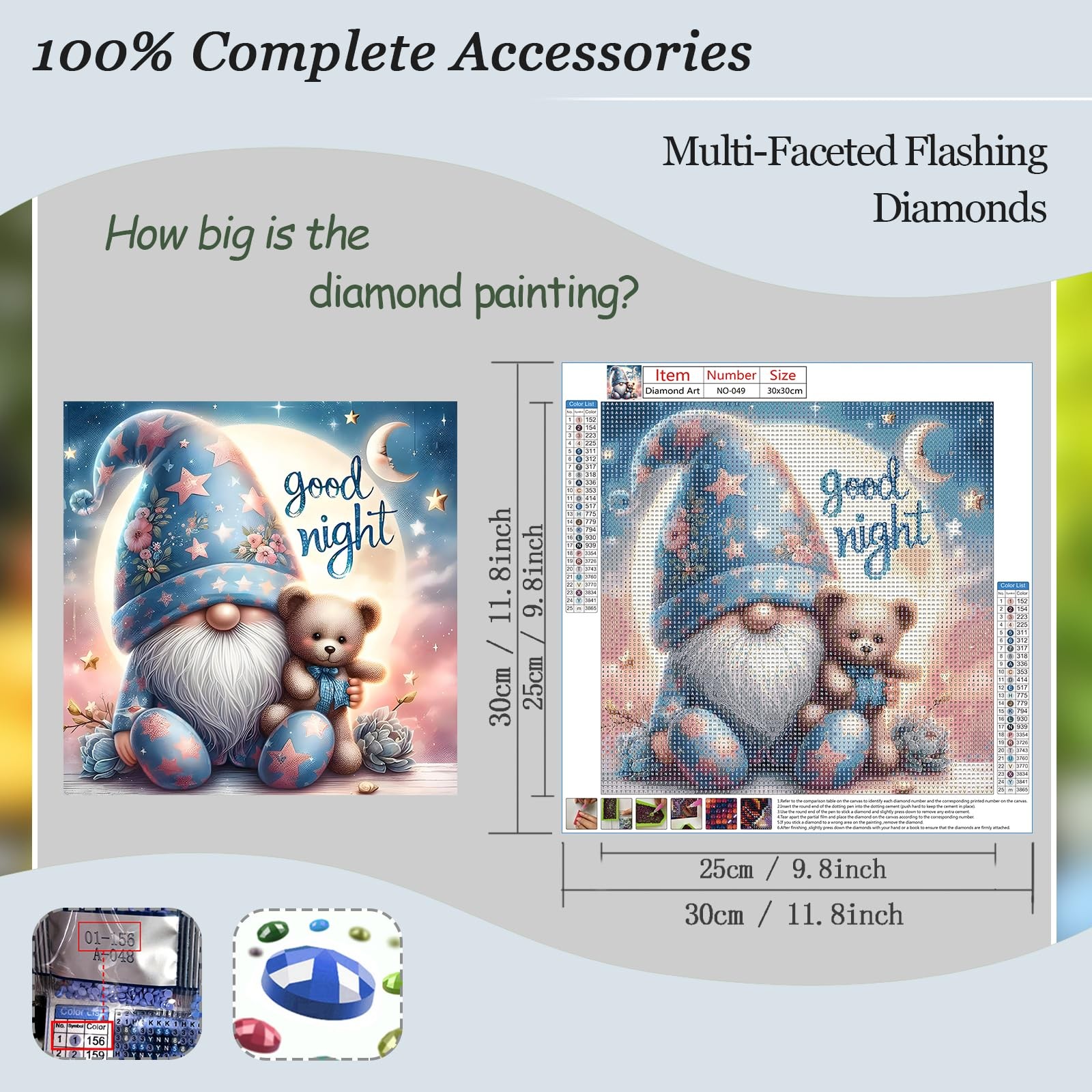 Gnome Diamond Art Kits for Adults, 5D Full Drill Round Diamond Painting Kit forr