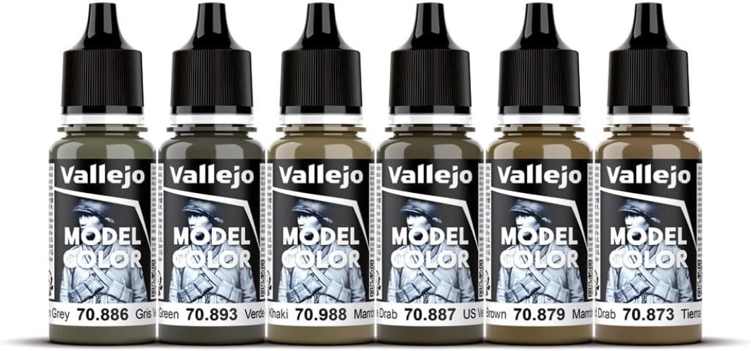 Pro Modeler WWII Acrylic Paint Set – Brush & Airbrush Ready Colors in 6 Bottles