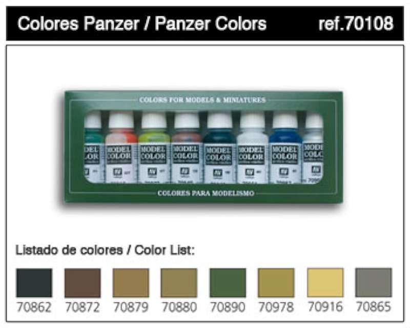 17ml Bottle Panzer Model Color Paint Set (8 Colors)