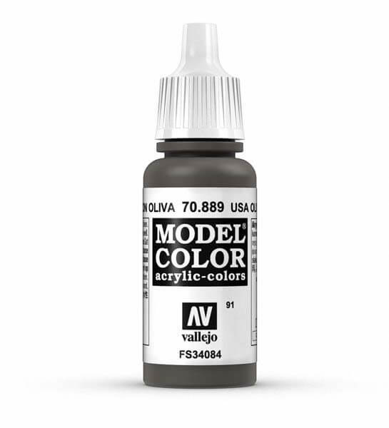 Vallejo USA Olive Drab Model Color 17ml Acrylic Paint 70.889