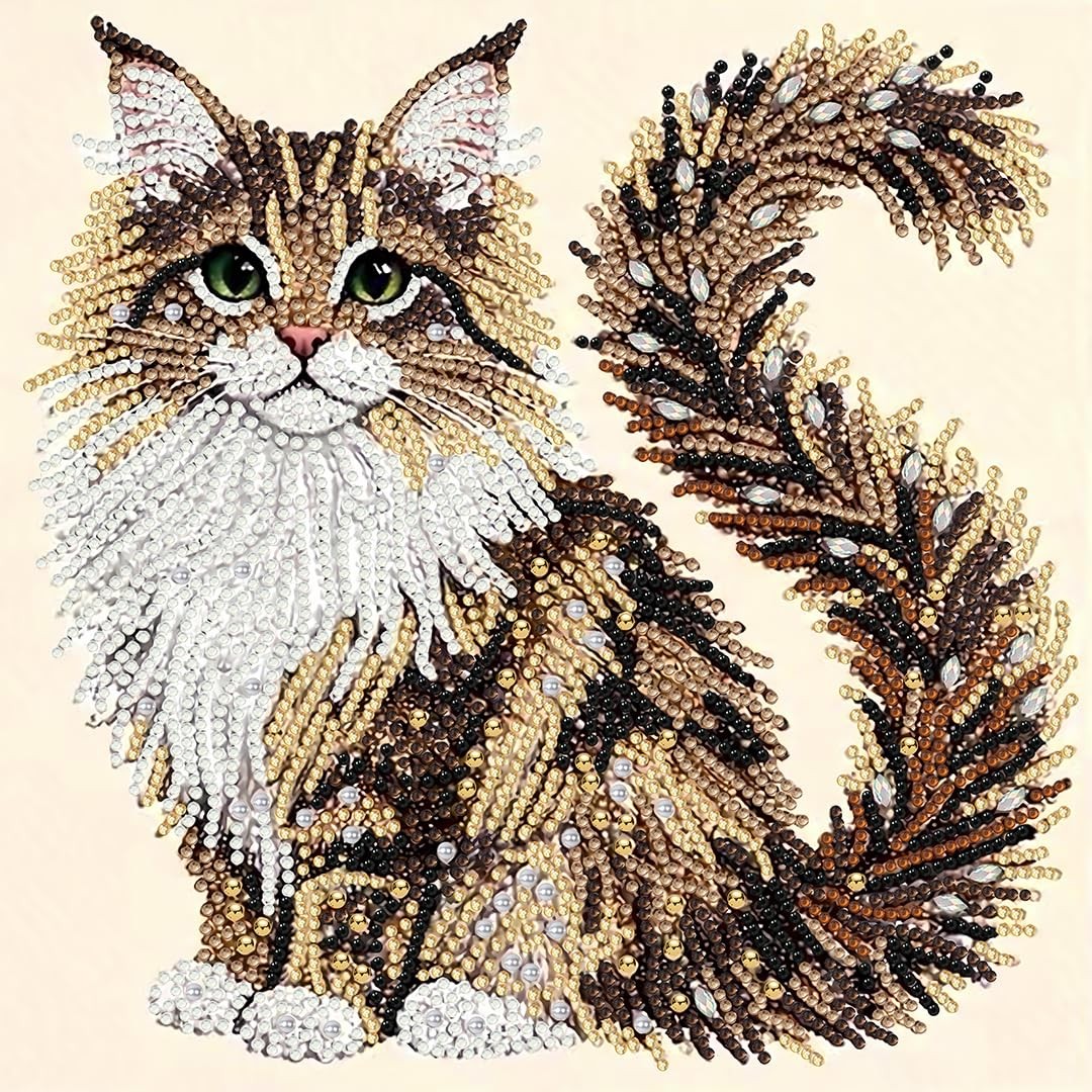 OJTOYART Cat Diamond Painting Kit for Adults,5D Animal Special Shaped YP102