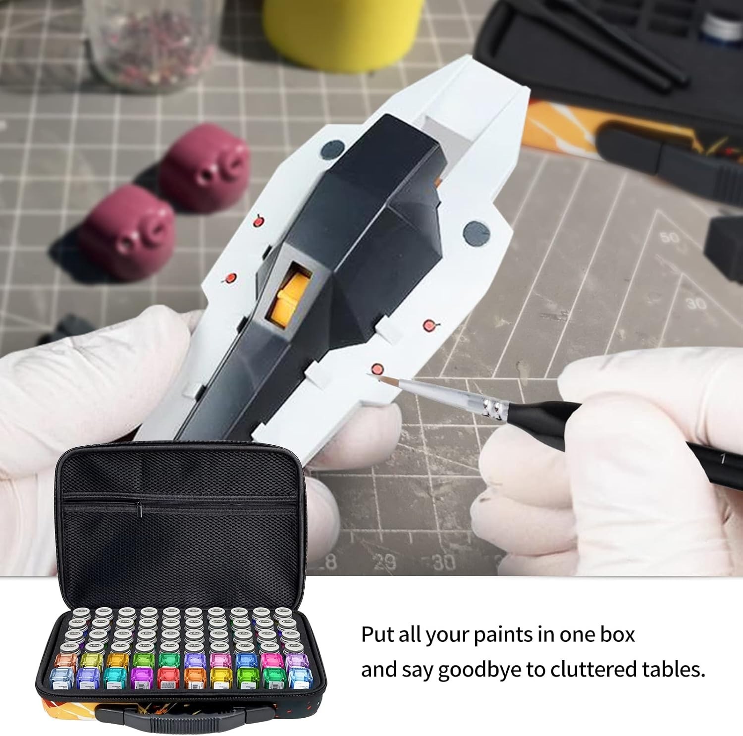 Stylish Model Paint Carrying Case with Custom Sponge Slot & Easy-Travel Design