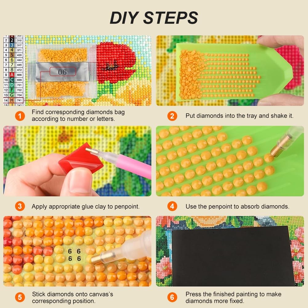 Chicken Diamond Painting Kits for Adults, Hen 5D Full Drill Diamond Art Kits g