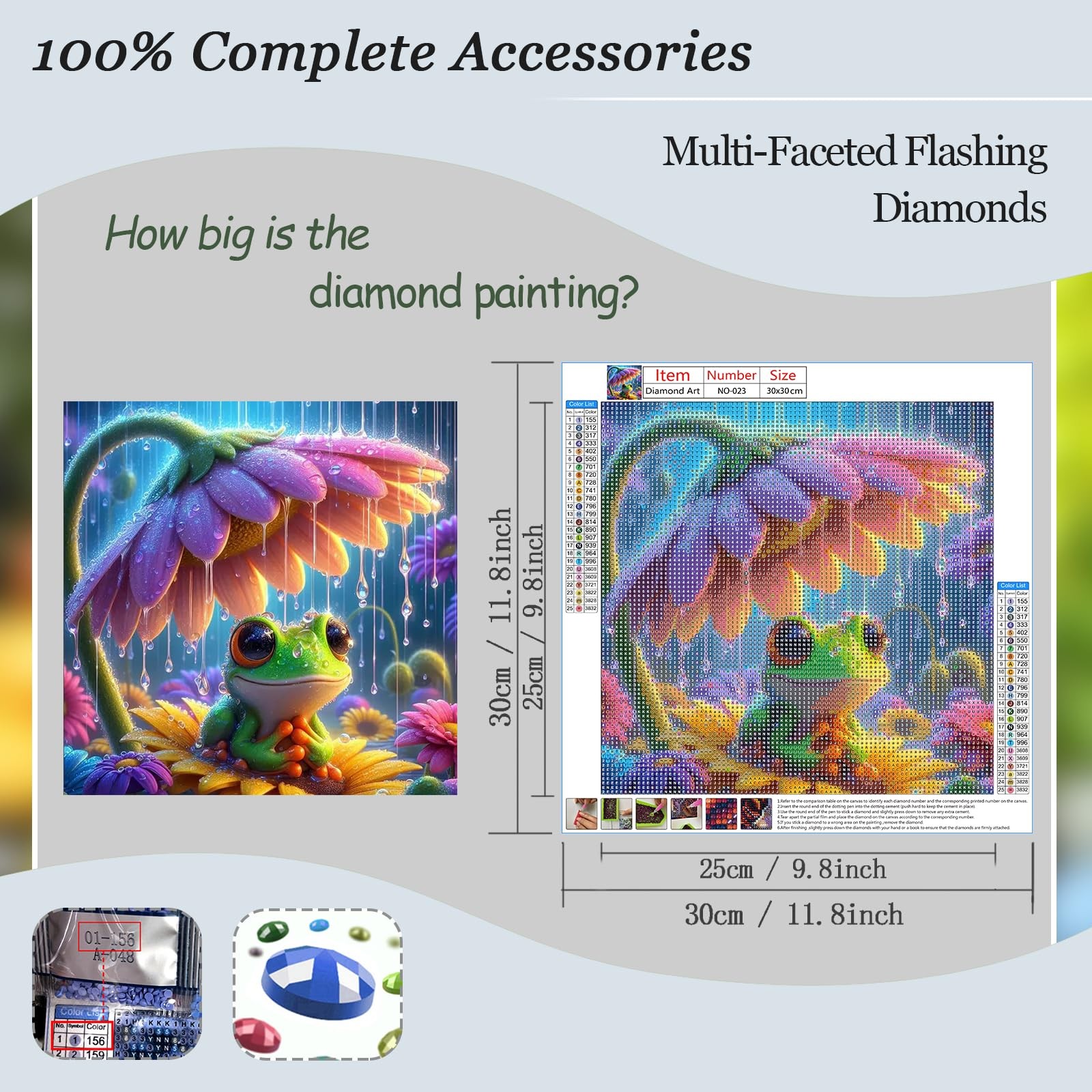 Aicomeon Frog Diamond Art Kits for Adults – 5D Full 12×12 inch, Multicolored