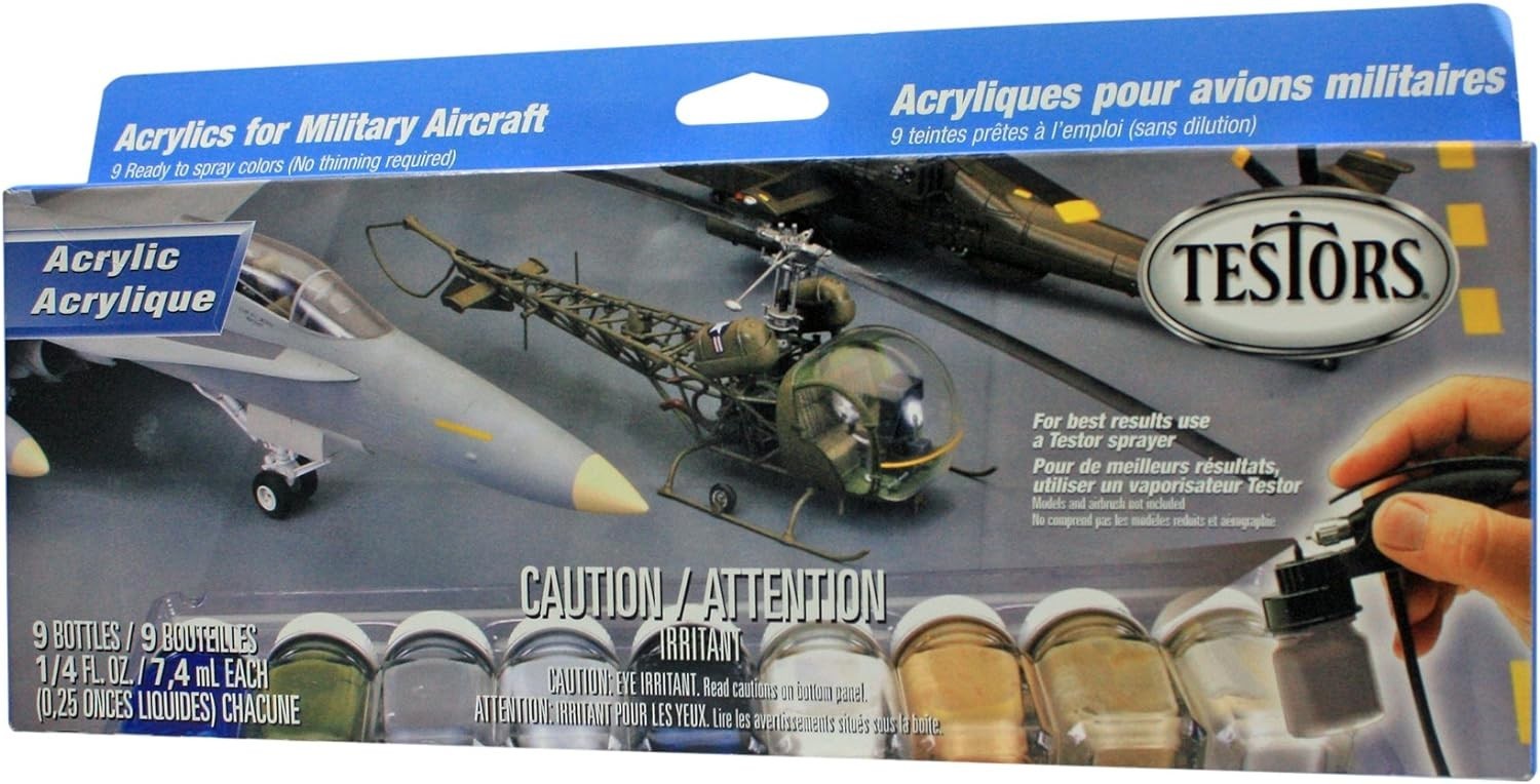 TESTORS MILITARY AIRCRAFT ACRYLIC MODEL PAINT 9 PACK (1/4 oz each) TES9136 NEW