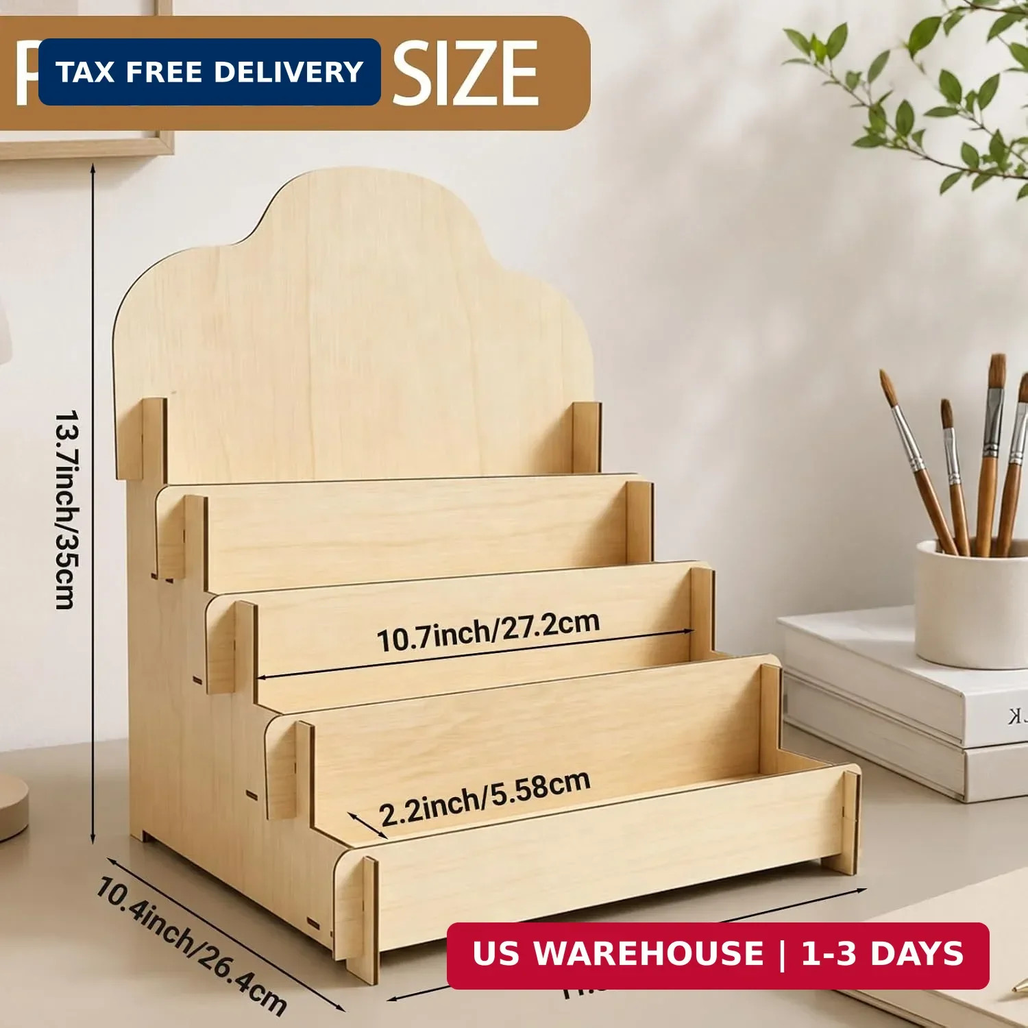 Paint Stand Compatible with Tamiya-4 Tier Wooden Paint Stand Rack,Model Kit Tool