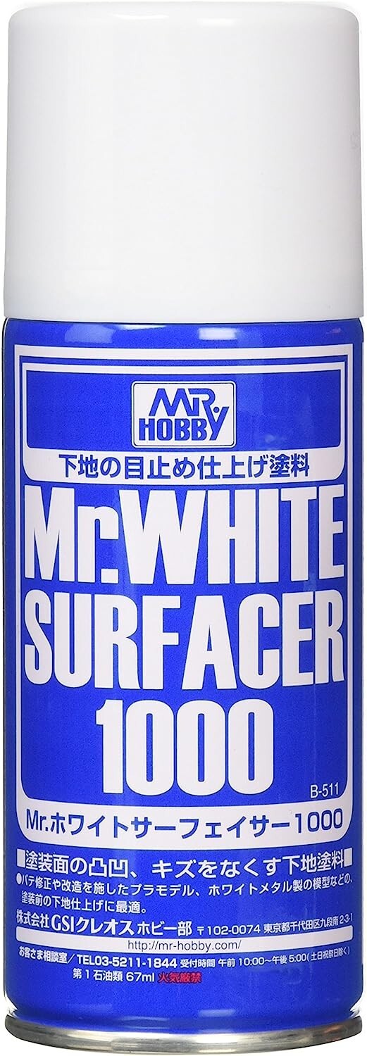 Mr. Hobby B511 Mr. White Surfacer 1000 Spray Paint 170ml – US