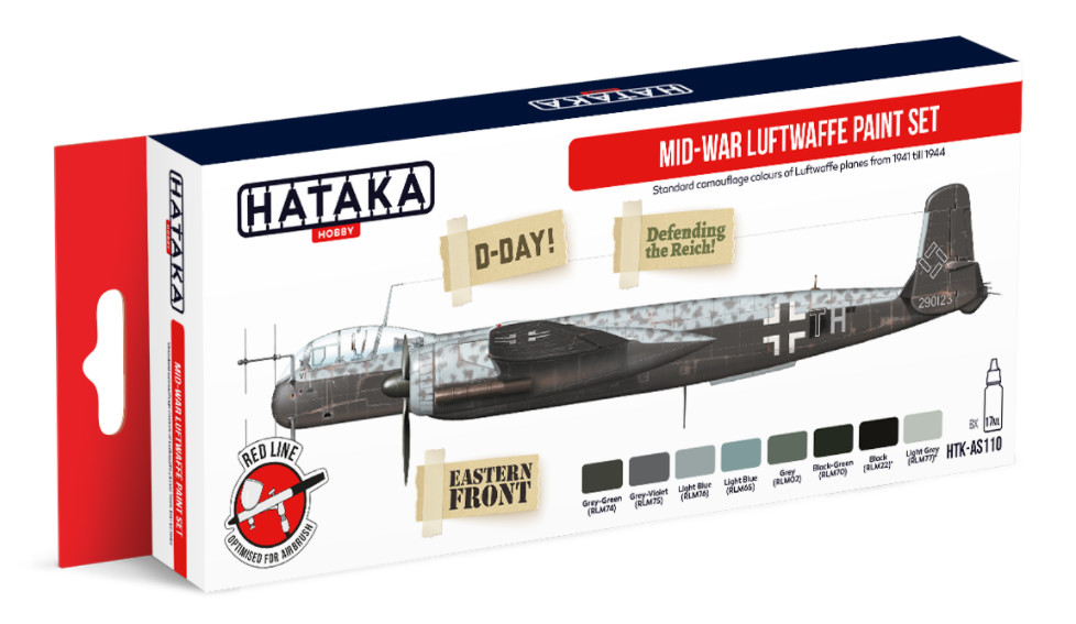 HATAKA AS110 Mid War Luftwaffe Paint Set 8 x 17ml Bottles POD Postage