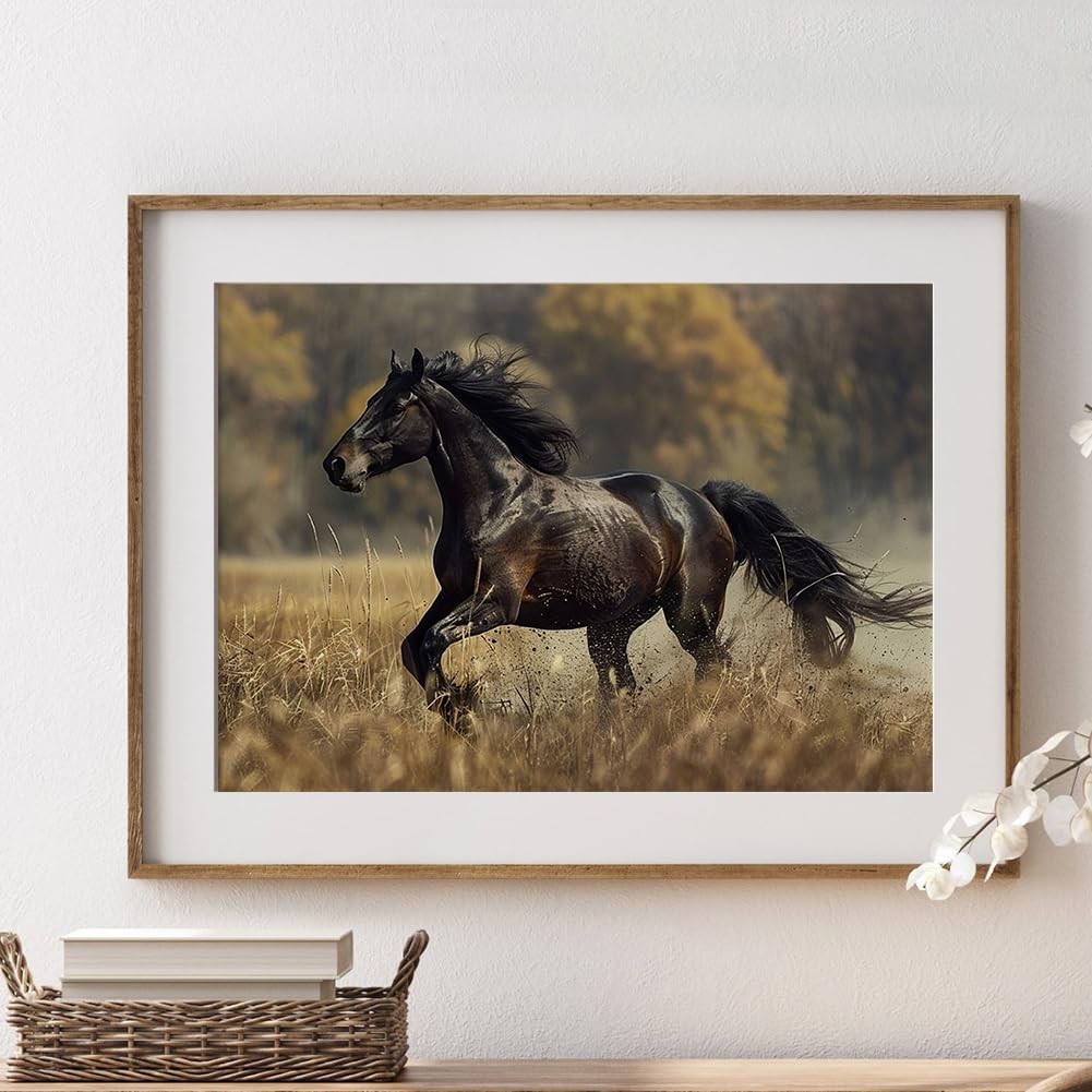 Horse Diamond Painting Art Kits for Adults, Animal, 16×12 Inch Full Drill, Round