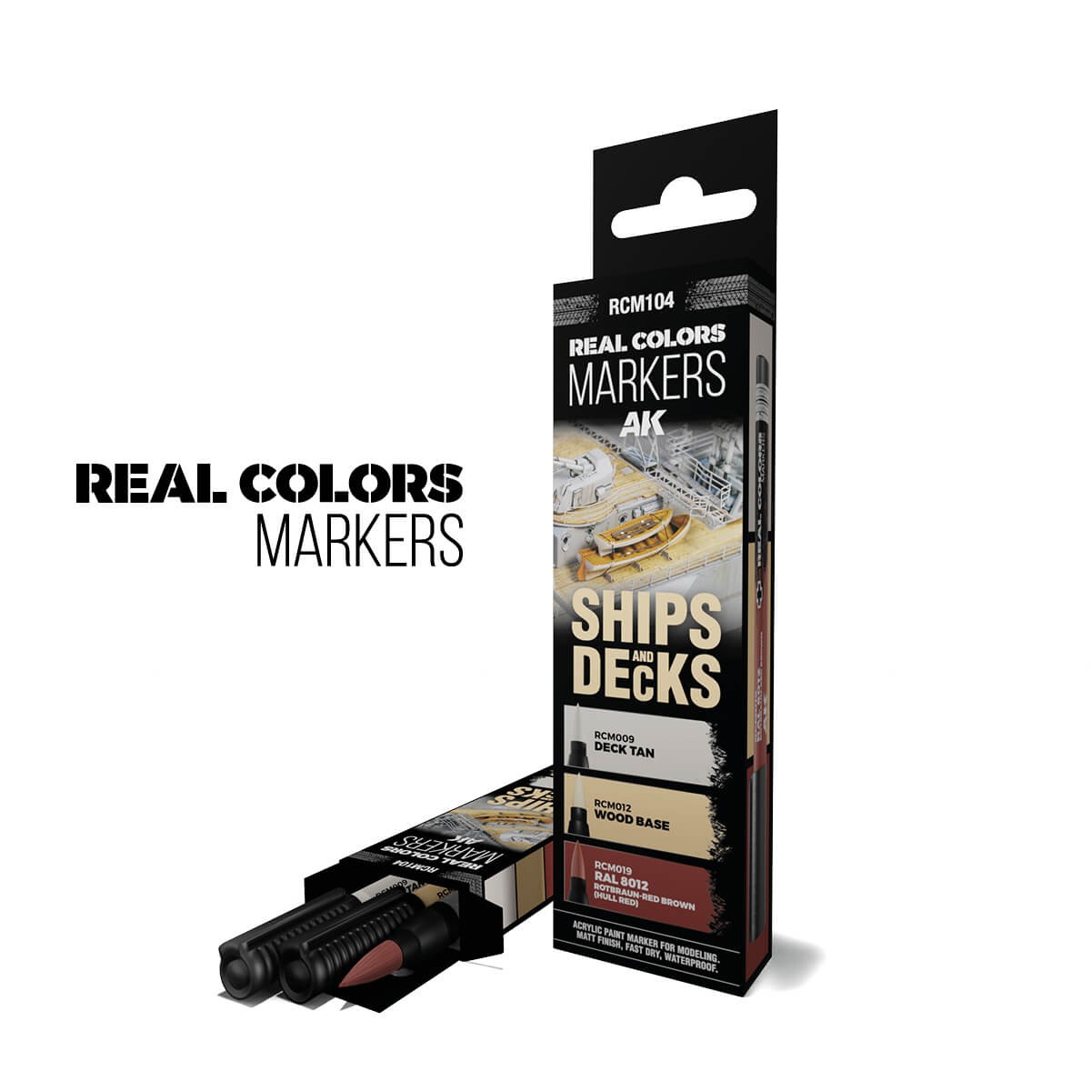 AK Interactive Acrylic Paint Marker Set Ships & Decks RCM104