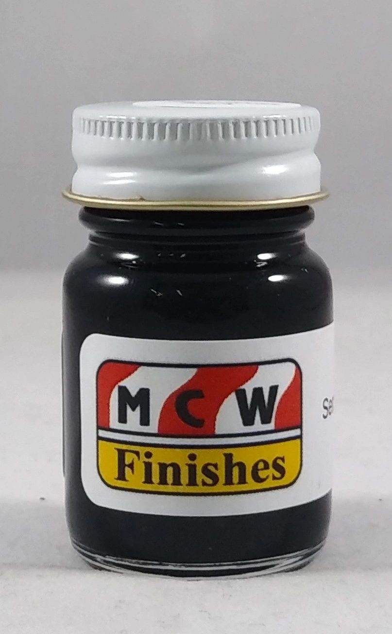 MCW Finishes 10004E Semi-Gloss Black Enamel Paint – 15 ml. Bottle