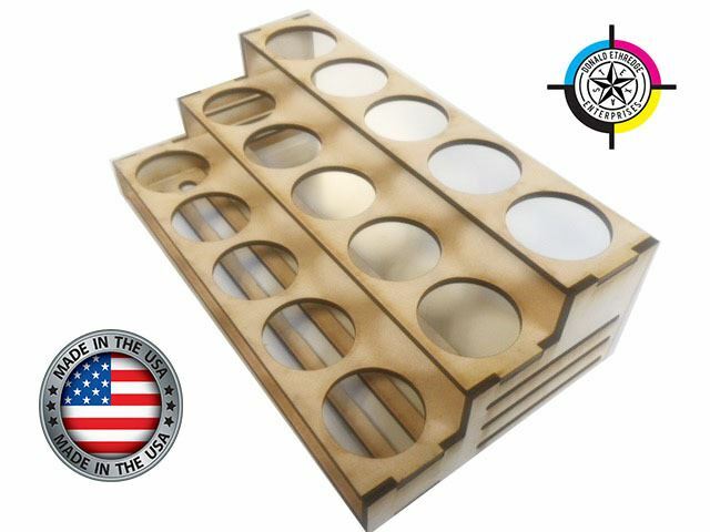 Wood Econoline Paint Bottle Rack Organizer for AK / Tamiya 10ml / Craft paints (