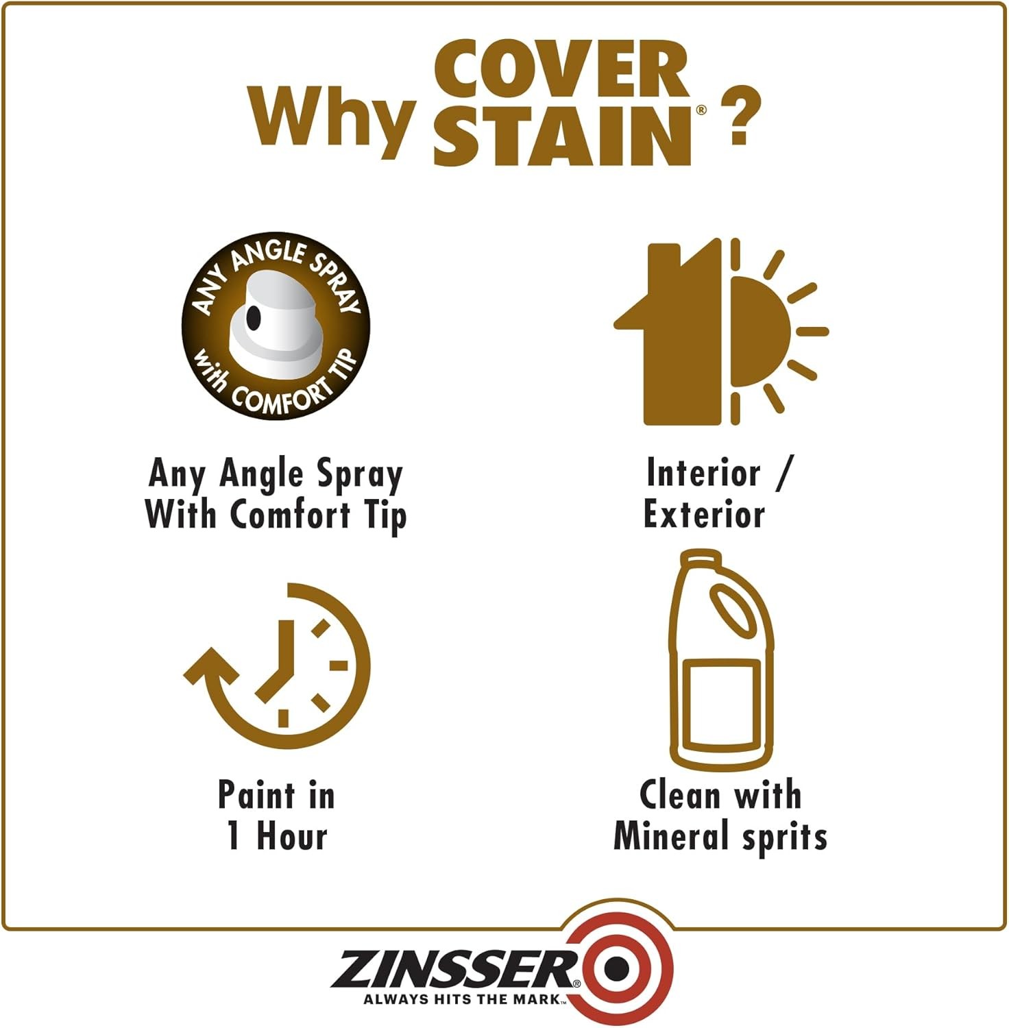 Zinsser 3608 Cover Stain Oil Base Primer Spray, 13 Ounce (Pack of 1), White