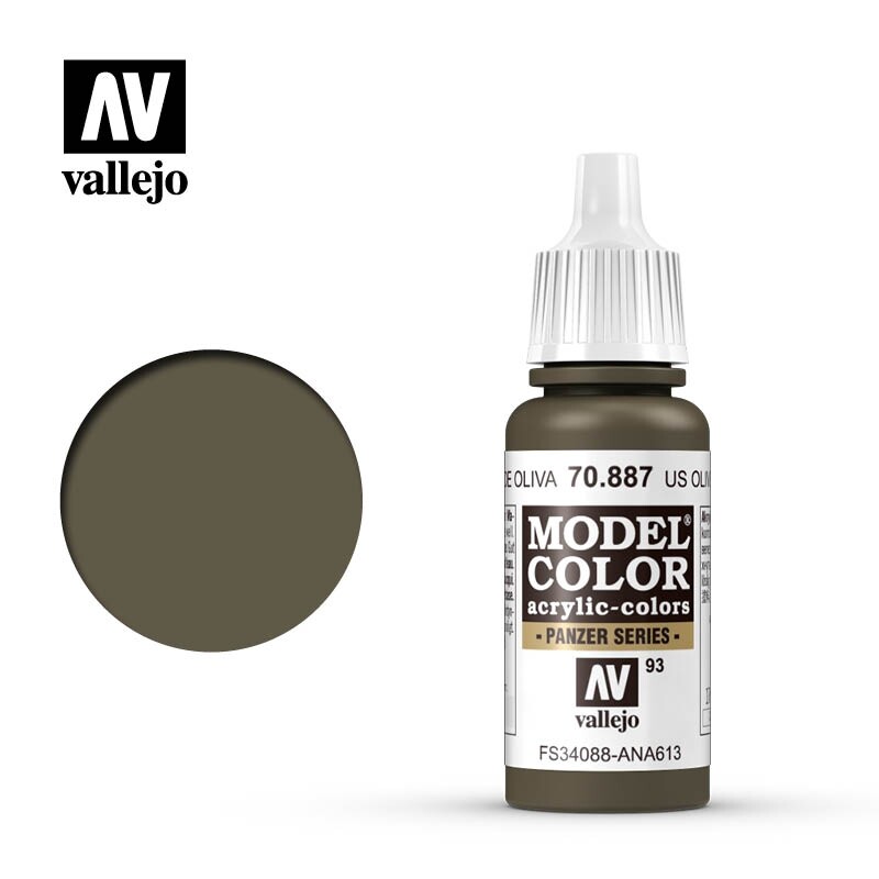 Vallejo US Olive Drab Model Color 17ml Acrylic Paint 70.887