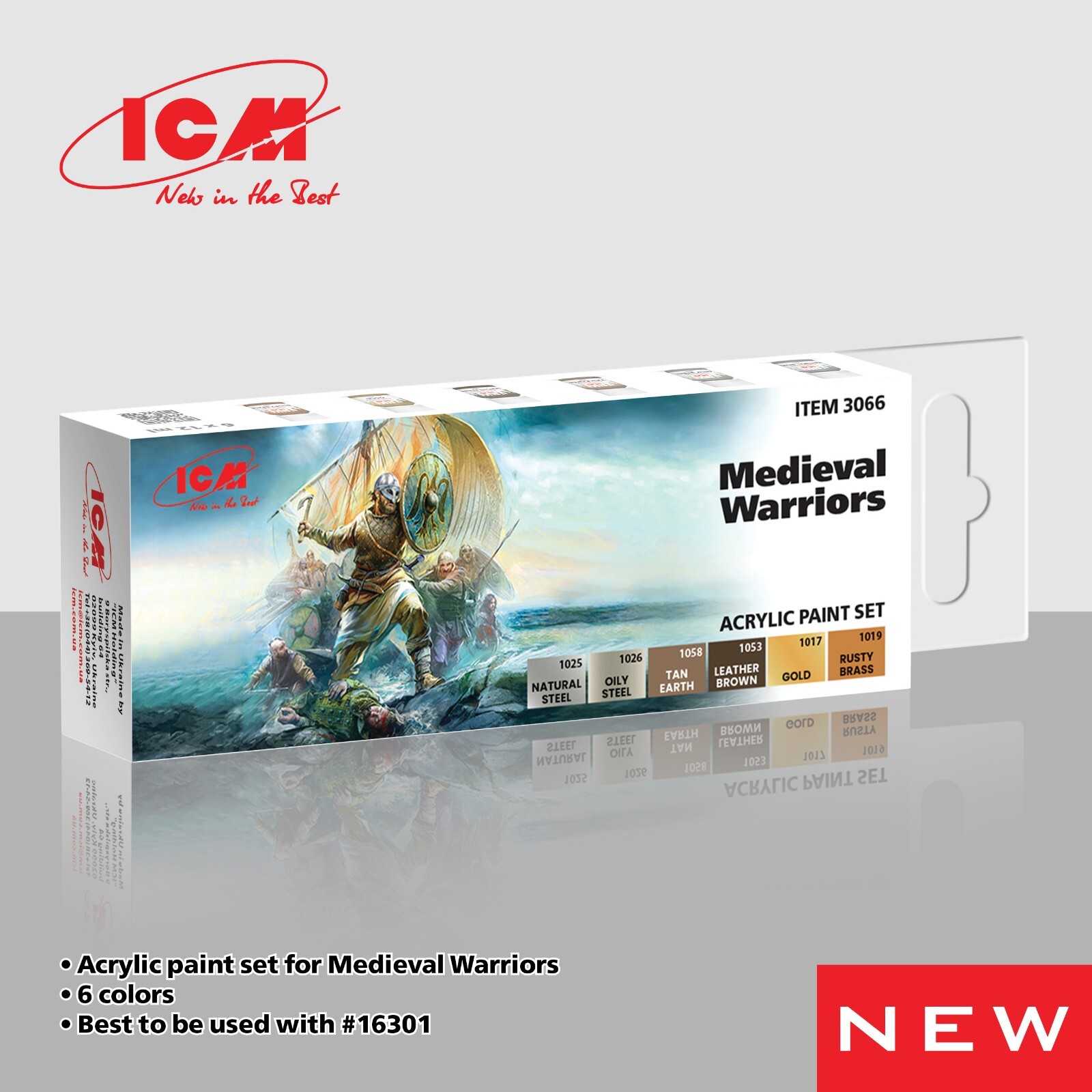 ICM 3066 – Acrylic paint set for Medieval Warriors