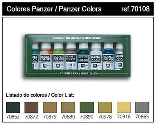 Vallejo 17ml Bottle Panzer Model Color Paint Set (8 Colors) – Hobby and Model