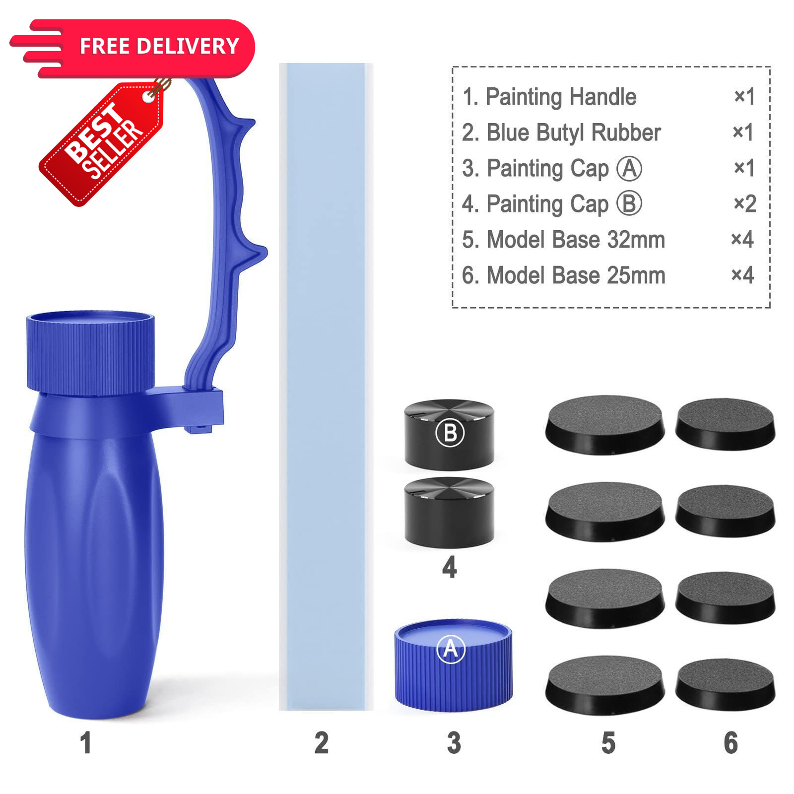 Evemodel WH01 Painting Handle for Wargame Miniautres with Model Small, Blue