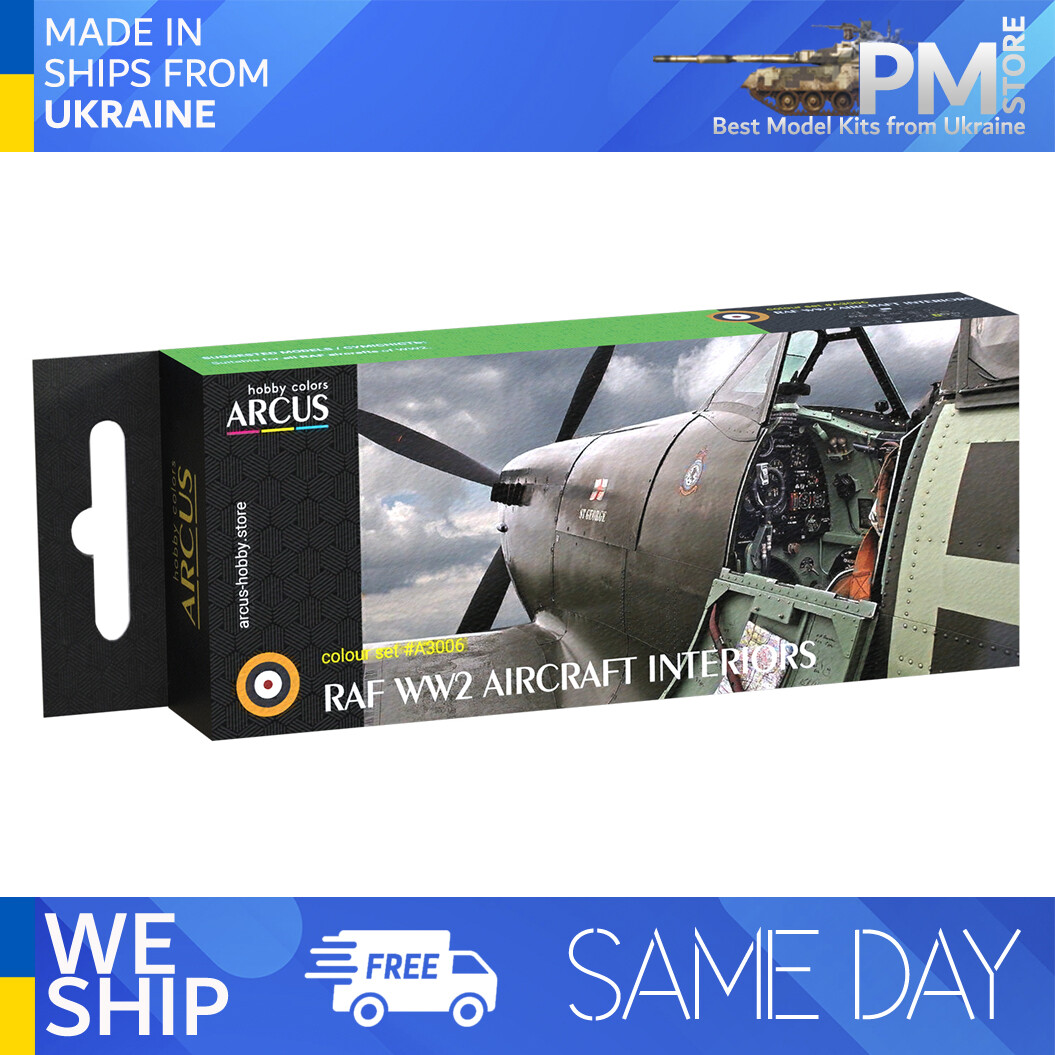 Arcus A3006 Acrylic paints set RAF WW2 Aircraft interiors 6 colors in set 10ml