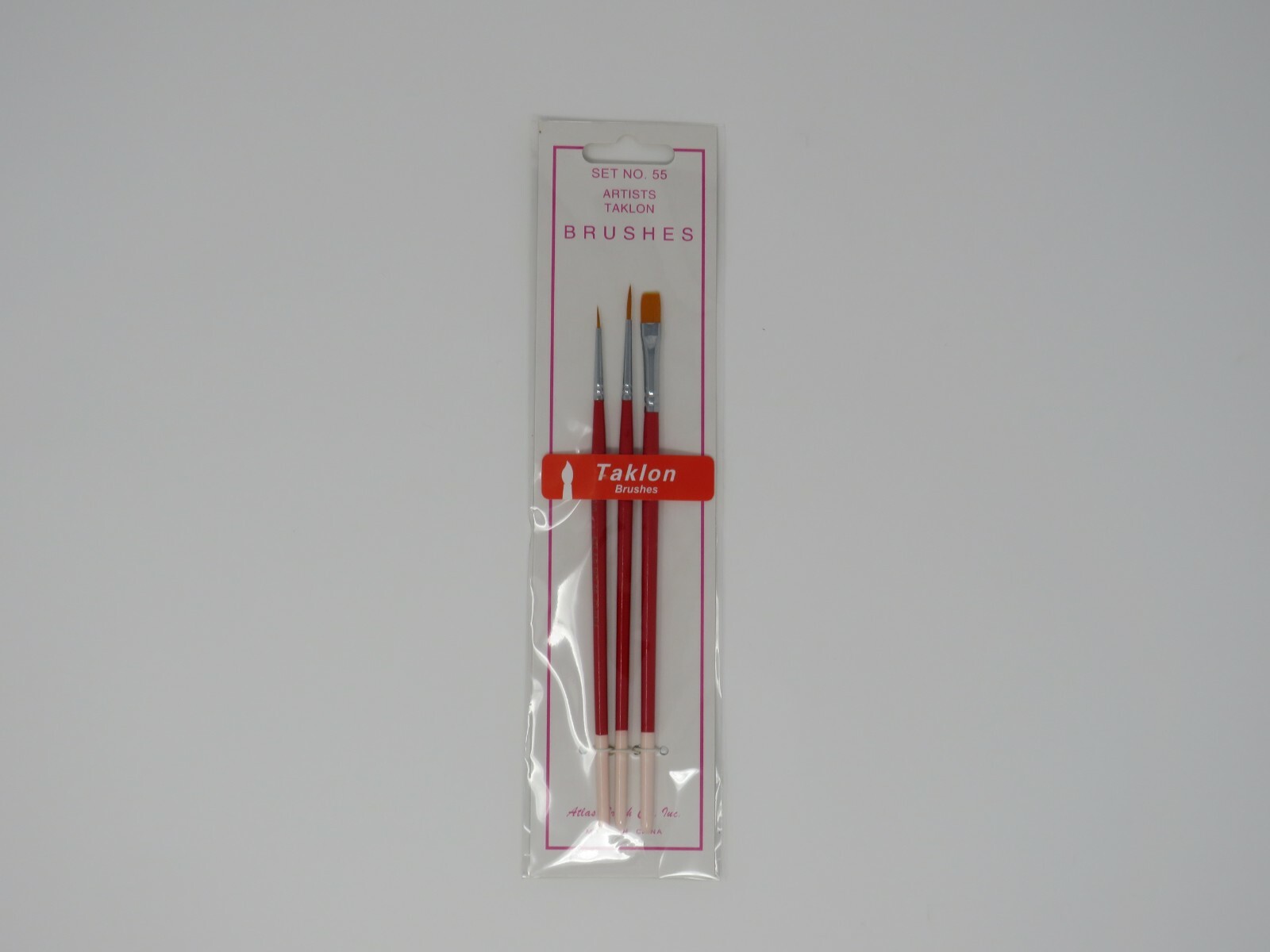 Atlas Brush #55 Taklon Artists Detail Flat Brush Set 10/0, 0, 1 Art Hobby