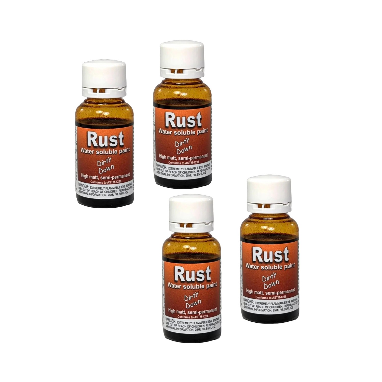 Dirty Down Rust Bundle of 4 (25ml x4) Paint Effects Water-Soluble Matt Matte YHP