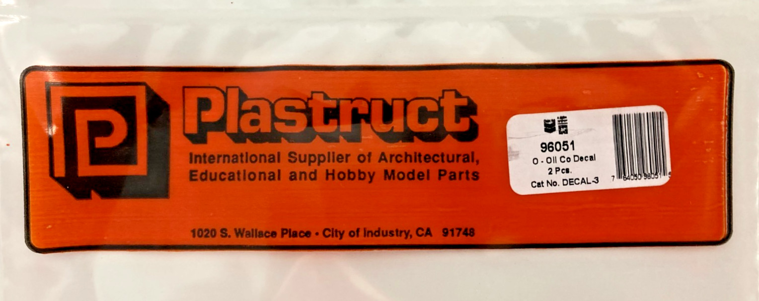 PLASTRUCT #96051, OIL COMPANY DECALS SHEET – SEALED PACKAGE OF 2 SHEETS, O SCALE