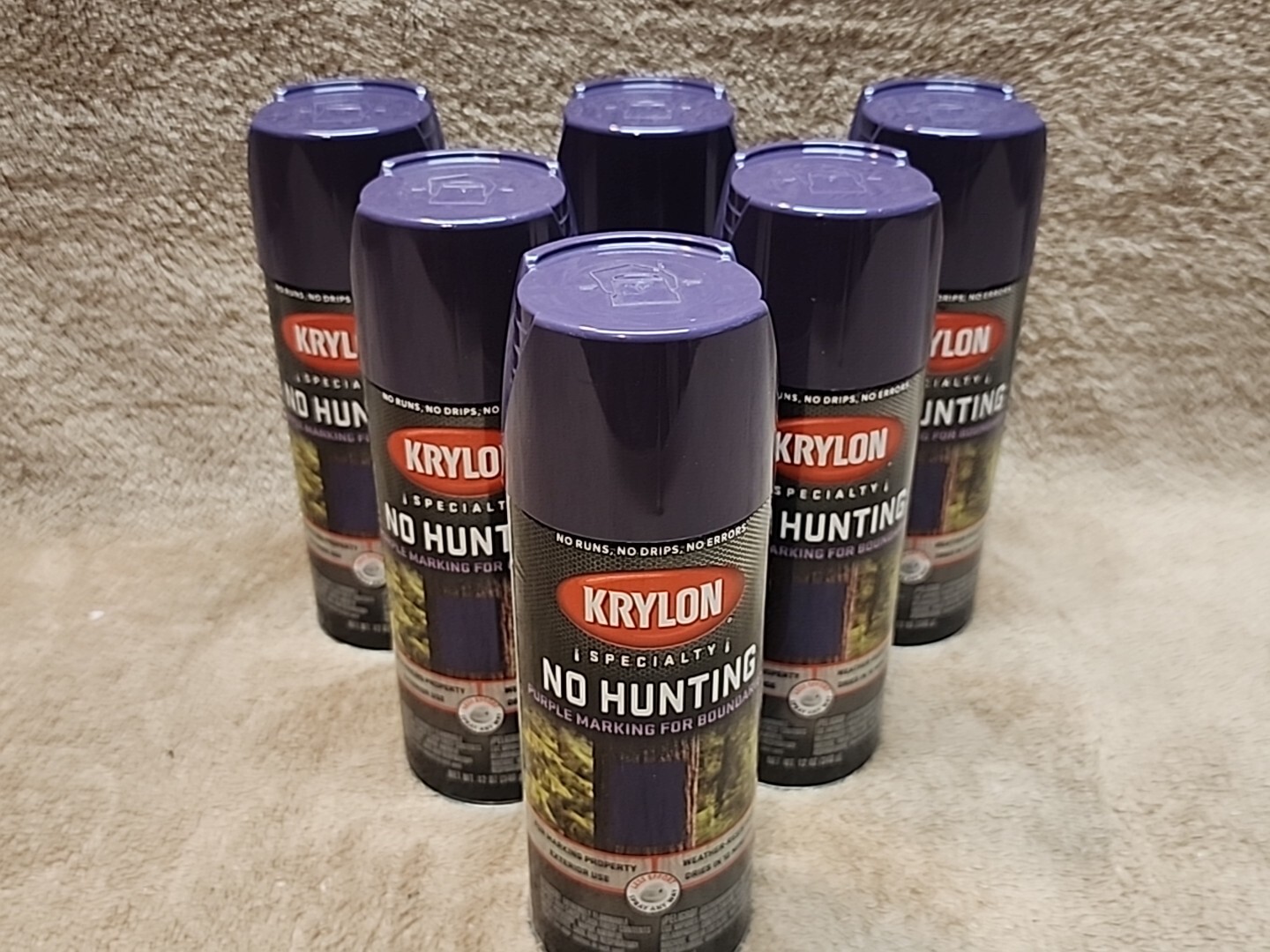 Lot of 6: Krylon 2510 Krylon No Hunting Purple. 12 oz. Cans